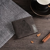 ieftine Pentru bărbați-Portofel din piele gravat cu foto personalizat cadou perfect pentru tată portofel pliant pentru bărbați soț fiu Ziua Tatălui zi de naștere Crăciun aniversare