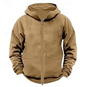 economico felpe con cappuccio da uomo di base-Per uomo Felpa con cappuccio Felpa con cappuccio a zip intera Felpa con cappuccio tattica Nero Blu marino Cachi Grigio Con cappuccio Liscio Compatto Sportivo Giornaliero Streetwear Fantastico