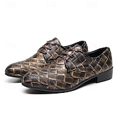 economico Semi-formale-scarpe oxford da uomo in similpelle con motivo intrecciato e design allacciato - calzature formali eleganti per lavoro, matrimoni ed eventi speciali