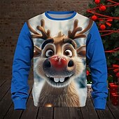 preiswerte Jungen 3D Tiere-Jungen 3D Graphic Hirsch Weihnachts-Sweatshirt Pullover Langarm Frühling Herbst Modisch Basic kinderkleidung 4-12 Jahre Rundhalsausschnitt Outdoor Casual Täglich Regular Fit