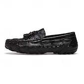 billige Semi-formell-burgunder loafers med krokodillemønster for menn med duskdetalj og sklisikker såle - luksuriøse slip-on sko for fritids- og formell bruk