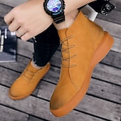 abordables Bottines-bottines décontractées en similicuir pour hommes avec design à lacets, semelle antidérapante confortable, parfaites pour un usage quotidien et des activités de plein air