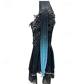cheap Figure Skating Dresses-Figure Skating Dress Women&#039;s Girls&#039; Ice Skating Dress Black Patchwork Thumbhole Mesh Spandex Stretchy Training Practice Professional Skating Wear Thermal Warm Crystal / Rhinestone Long Sleeve Ice