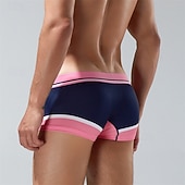 cheap Men&#039;s Boxers Underwear-Men&#039;s 1 PCS Boxers Underwear Boxer Shorts Patchwork Polyester Breathable Soft Comfortable Color Block Letter Mid Rise Yellow Red