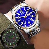 economico Orologi al quarzo-1 pz nuovo acciaio inossidabile con orologio da uomo digitale calendario settimanale display moda tendenza vita viaggio luminescente tempo libero sport affari orologio regalo di compleanno regalo di