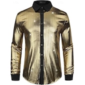 cheap Tops-Retro Vintage 1970s 1980s Shirt Disco Shiny Metallic Men&#039;s Carnival Costume Halloween Carnival Performance Party Club Adults&#039; Shirt