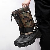tanie Buty zimowe i śniegu-męskie zimowe buty śnieżne w kamuflażu z wodoodporną cholewką i pluszową podszewką - wytrzymała, antypoślizgowa podeszwa, regulowany pasek, idealne do aktywności na świeżym powietrzu