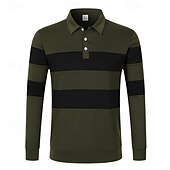 levne Pánské klasické polo-Pánské Golfová košile Golfové polokošile Práce Ležérní Klopa Dlouhý rukáv Základní Moderní Barevné bloky Slátanina Knoflíky Jaro &amp; podzim Běžný Černá Bílá Armádní zelená Šedá Golfová košile