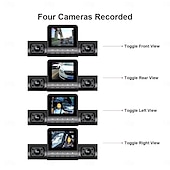economico DVR per auto-dash cam 4 canali 1080p registratore di guida hd1080p anteriore interno retrovisore visione notturna a infrarossi carica auto telecamera di retromarcia