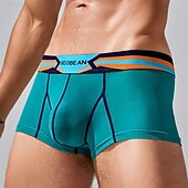 cheap Men&#039;s Boxers Underwear-Men&#039;s 1 PCS Boxers Underwear Boxer Shorts Patchwork Elastic Waist Chinlon Breathable Soft Comfortable Color Block Letter Mid Rise Black White