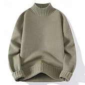 preiswerte Herrenpullover-Herren Pullover Rollkragenpullover für Herren Overall Gerippt Stricken Standard Strick Glatt Rollkragen Moderne zeitgenössische Arbeit Freizeitskleidung Bekleidung Winter Schwarz Weiß M L XL