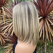 cheap Human Hair Lace Front Wigs-Unprocessed Virgin Hair 5x5 Closure 13x4 Lace Front Wig Short Bob Brazilian Hair Straight Blonde Multi-color Wig 130% 150% Density with Baby Hair Highlighted / Balayage Hair Natural Hairline Glueless