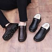 cheap Men&#039;s Slip-ons &amp; Loafers-Men&#039;s Casual Cozy and Warm Faux Leather Slip-on Shoes with Fur Lining - Perfect for Winter Outdoor Activities
