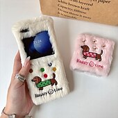 baratos Capa Samsung-telefone Capinha Para Z Flip 7 Z Virar 6 Z Flip 5 Z Flip 4 Z Flip 3 Capa traseira Antichoque Retro Felpudo