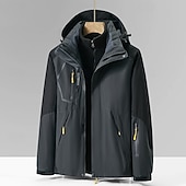 baratos Fleece &amp; Casacos 3 em 1-Homens Jaqueta Softshell Jaqueta de Trilha Inverno Ao ar livre Bloco de cor A Prova de Vento Impermeável Jaquetas 3-em-1 Jaquetas em Velocino Jaqueta corta-vento Viajar Cinzento Escuro Preto Marfim