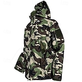 billiga Fleece &amp; 3 i 1-jackor-Herr Vandringsjacka Utomhus Kamouflage Vindtät Dragkedja fram Lättviktsjacka Helöppnande blixtlås Camping / vandring / grottforskning Mörkgrå Skog grön Svart kamouflage Svart Armégrön