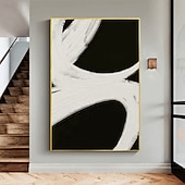 preiswerte Stillleben-Gemälde-Wabi Sabi Kunstwerk handgemachtes abstraktes weiß-schwarzes Ölgemälde 2er-Set blau-beige Strukturwandkunst große Wandkunst modernes Strukturgemälde auf Leinwand Mode Wohnzimmer Wanddekoration