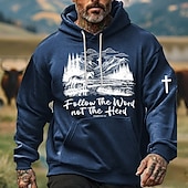 economico Hoodie Etnici Vintage-Per uomo Cowboy Felpe con cappuccio Felpa Etnico Cowboy Manica Lunga Girocollo Ferie Abbigliamento casual alla moda Nero Bianco Coulisse Autunno Inverno progettista