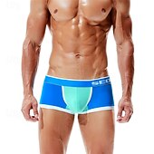 preiswerte Boxershorts für Herren-Herren 1 pc Unterwäsche Boxer Boxer-Shorts Patchwork Nylon Atmungsaktiv Weich Komfortabel Farbblock Buchstabe Mittlere Hüfthöhe Schwarz Rote