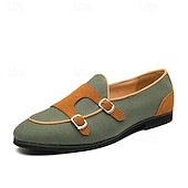 cheap Semi-Formal-Men&#039;s Loafers &amp; Slip-Ons Penny Loafers Suede Nylon Comfortable Slip Resistant Loafer Buckle White Green Color Block
