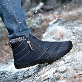 abordables Botas de invierno y nieve-Botas de nieve de invierno amarillas para hombre: impermeables, con forro de piel, cierre de cremallera, botines cálidos antideslizantes para clima frío