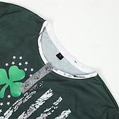 halpa St. Patrick&amp;#39;s Day -t-paidat-St. Patrickin päivä miesten Henley-paita T-paita graafinen apila kansallislippu Henley vaatteet 3D-printti päivittäin St. Patrickin päivä pitkät hihat nappipainike printti muoti suunnittelija