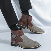 olcso Cowboy és nyugati csizma-férfi kordbársony és műbőr bokacsizma – stílusos barna és kék dizájn fém sas részlettel, nyugati cowboy ihletésű divat hétköznapi és hivatalos alkalmakra