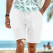 baratos Feriado-Homens Calção Shorts de linho Shorts de verão Bolsos Com Cordão Cintura elástica Tecido Conforto Respirável Curto Casual Diário Feriado Moda Estilo Clássico Preto Branco