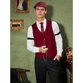 Недорогие Мужские костюмы 1920-х годов-Ретро Бурные 20-е 1920-е годы Инвентарь Жилет Набор аксессуаров барин Гангстер Маскарадный костюм Муж. Карнавальный костюм 8 ед. Рождество Хэллоуин Карнавал