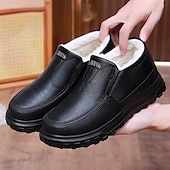 cheap Men&#039;s Slip-ons &amp; Loafers-Men&#039;s Casual Cozy and Warm Faux Leather Slip-on Shoes with Fur Lining - Perfect for Winter Outdoor Activities