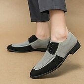 abordables Semi-formel-chaussures oxford à lacets de style vintage pour hommes – design en toile bicolore et similicuir pour une tenue formelle et décontractée