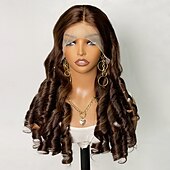 economico Parrucche lace front capelli veri-Parrucca in pizzo frontale con capelli umani castani 4# 13*4, capelli umani brasiliani, densità 180%