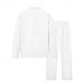 halpa Loma-Miesten Vohveli poolopaidat Quarter Zip Polo Päivittäin Pyhäpäivä Neljänneksen postinumero Pitkähihainen Muoti Moderni Tavallinen 2-osainen 봄 &amp; Syksy Normaali Musta Valkoinen Sininen Khaki Vaalean