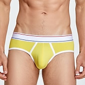 abordables Slips homme-Homme 1 pc Slips Caleçon Patchwork 90% coton Respirable Doux Confortable Bloc de couleur Taille Basse Jaune Rouge