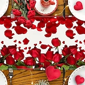 abordables Chemins de Table-chemin de table rose pour la Saint-Valentin, décoration de table florale romantique avec un élégant design de rose, parfait pour ajouter une touche d&#039;amour et d&#039;élégance à votre dîner de la