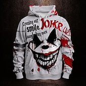 baratos moletons 3d masculinos-Homens Palhaço do Mal Palhaço Moletons Moletom Casacos Moletom com capuz Gola Redonda Moda Impressão 3D Festa Feriado Streetwear Branco Com Cordão Outono Inverno Designer