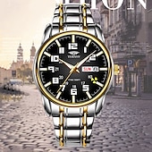 economico Orologi al quarzo-1 pz nuovo acciaio inossidabile con orologio da uomo digitale calendario settimanale display moda tendenza vita viaggio luminescente tempo libero sport affari orologio regalo di compleanno regalo di
