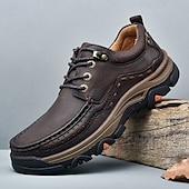 economico Semi-formale-scarpe da trekking da uomo in similpelle marrone con chiusura a lacci - comode e resistenti, perfette per le avventure all&#039;aria aperta