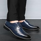 cheap Formal-Men&#039;s Classic Brown Brogue Oxford Dress Shoes – Faux Leather Lace-Up Formal Footwear for Office &amp; Events