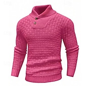 preiswerte Herrenpullover-Herren Pullover Strickpullover Gerippt Stricken Standard Strick Glatt Rollkragen Modisch Basic Urlaub Freizeitskleidung Bekleidung Herbst Winter Schwarz Gelb S M L