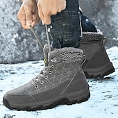 billiga Kängor-Herr Stövlar Snökängor Kängor Vinterkängor Fleecefoder Mocka Nylon Bekväm Halksäker Snörning Svart Grå