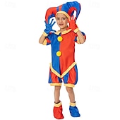 ieftine Stil Joker-Joker Clovn Pomni Halloween Ținute Costum circ Costum de carnaval Cosplay Pentru copii Băieți Fete Halloween Carnaval Mardi Gras Performanță Petrecere Scenă Costume de Halloween ușoare Îmbrăcați-vă