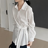 preiswerte Elegante Oberteile-Damen Hemd Täglich Stilvoll Langarm Hemdkragen Weiß Frühling &amp; Herbst