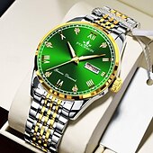 baratos Relógios Quartz-novo relógio masculino moderno e moderno com espelho de vidro reforçado com minerais, calendário luminoso, display de semana, multifuncional, à prova d&#039;água, esportivo