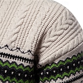 preiswerte Herrenpullover-Herren Pullover Strickpullover Pullover mit Fair-Isle-Muster Gerippt Gedrehtes Stricken Standard Strick Farbblock Rundhalsausschnitt Modisch Basic Freizeitskleidung Verabredung Bekleidung Herbst