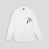 economico Camicie Elite da Uomo-Per uomo Camicia Palma All&#039;aperto Vacanza Bianco Blu Manica Lunga Collo ripiegato Estate Primavera Abbigliamento