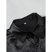 preiswerte Satinhemden für Herren-Herren Hemd Satinhemd Freizeithemd Knopfhemd Blumen Hochzeit Urlaub Rote Grün Beige Langarm Kragen Winter Frühling &amp; Sommer Bekleidung