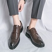 abordables Officiel-chaussures richelieu marron pour hommes avec bout d&#039;aile et semelle en caoutchouc - chaussures formelles classiques pour les affaires, le bureau et les événements spéciaux