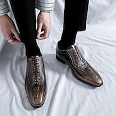 baratos Formal-sapatos oxford masculinos bronze metálico com padrão de crocodilo e detalhes perfurados - calçados formais elegantes para casamentos, festas e eventos empresariais