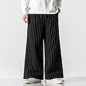 voordelige Loszittend-Voor heren Broek Vrijetijdsbroek Zak Trekkoord Recht been Streep Comfort Buiten Dagelijks Modieus Casual Donker Bruin Zwart Micro-elastisch